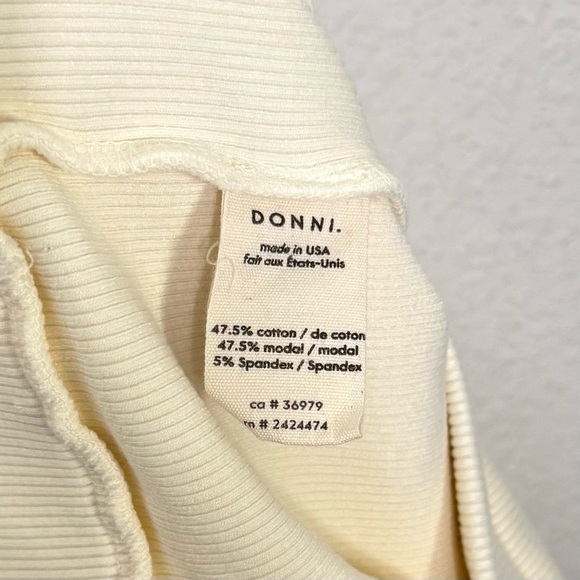 DONNI. The Rib Kick Flare Ribbed Pintuck High Rise Pants in Creme Size Medium - Picture 8 of 8